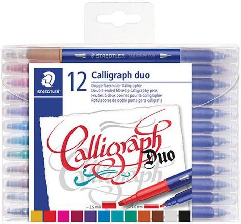 Двувърхи калиграфски маркери Staedtler Calligraph Duo Двувърхи калиграфски маркери Staedtler Calligraph Duo - Комплект от 12 цвята -