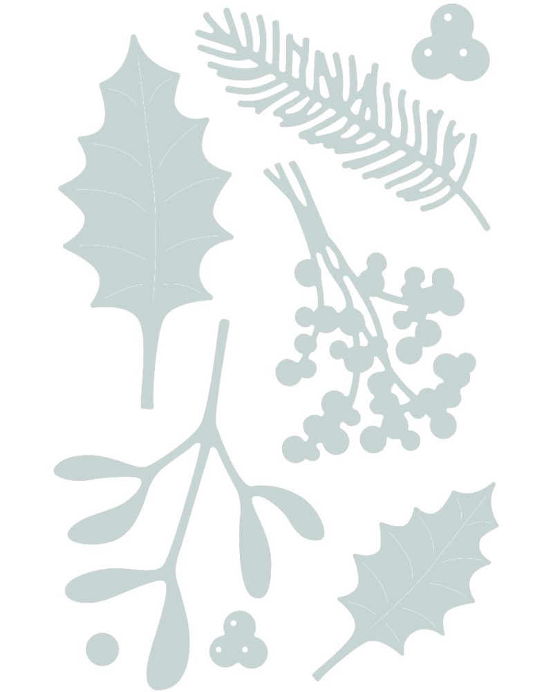 Щанци за машина за изрязване Sizzix Winter Foliage Щанци за машина за изрязване Sizzix Winter Foliage - 8 броя от 1.3 до 6.7 cm -
