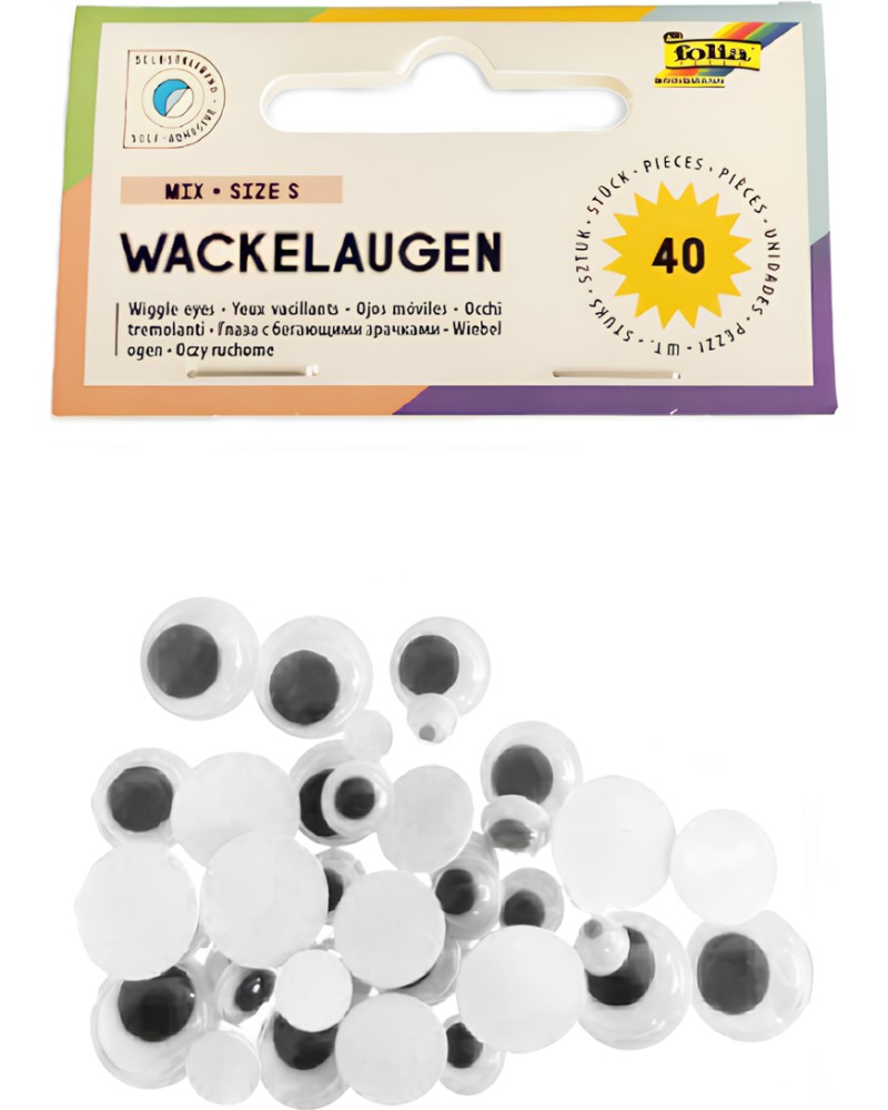Самозалепващи мърдащи се очички Folia Bringmann Самозалепващи мърдащи се очички Folia Bringmann - 40 броя -