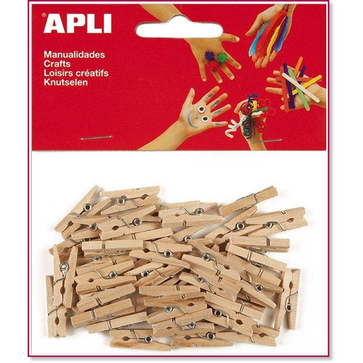 Дървени щипки Apli Дървени щипки Apli - 45 броя с дължина 25 mm -