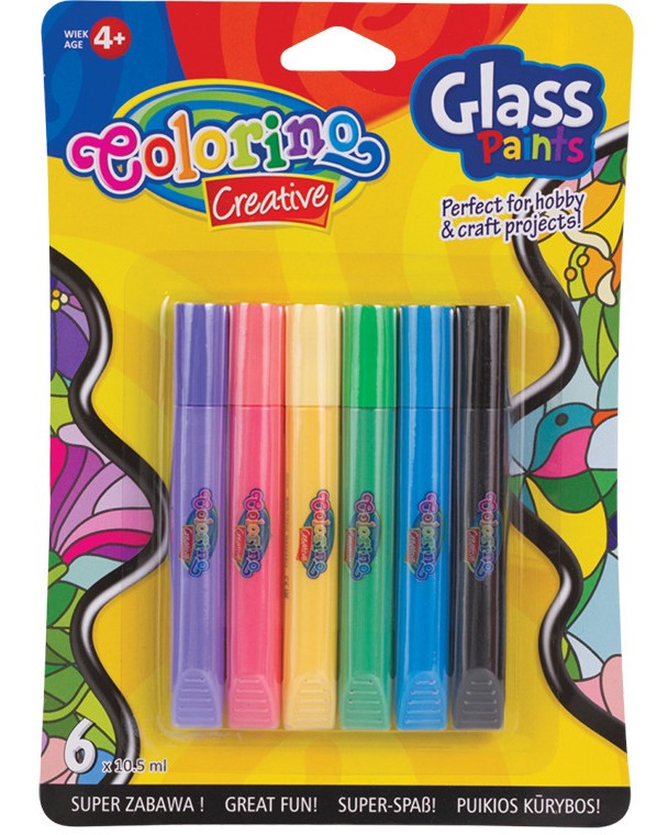 Бои за стъкло Colorino kids - 6 цвята x 10.5 ml - 