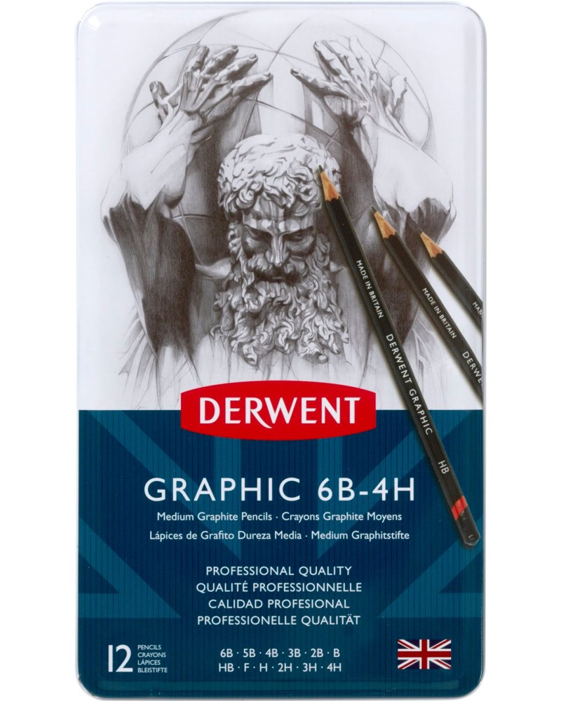 Графитни моливи Derwent Graphic Designer Графитни моливи Derwent Graphic Designer - 12 броя в метална кутия -