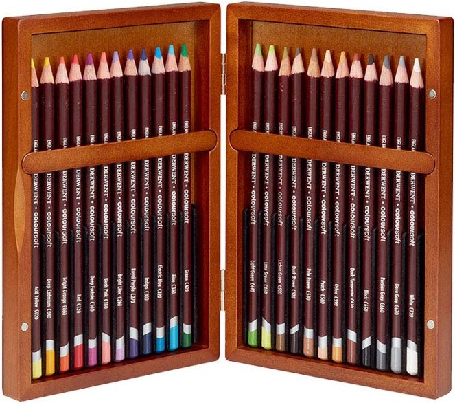 Цветни моливи Derwent - 24 или 48 цвята в дървена кутия - 