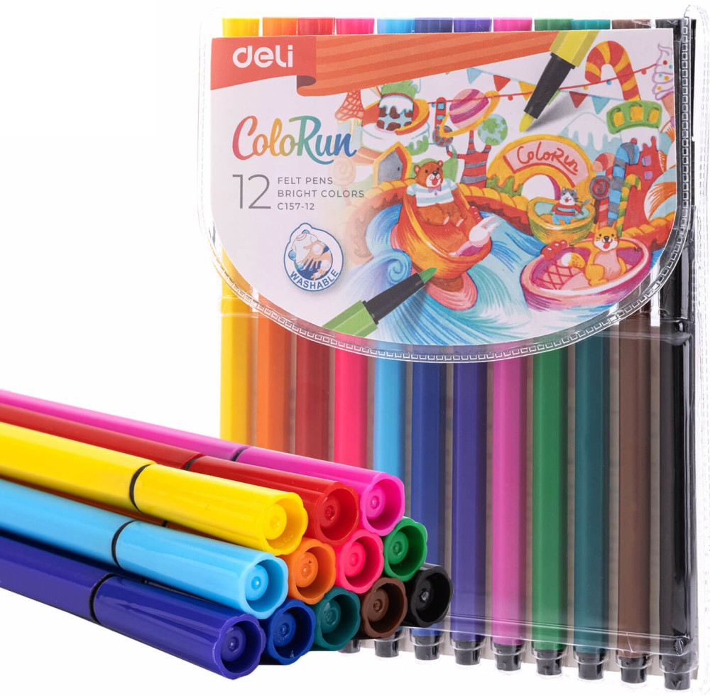 Флумастери Deli Флумастери Deli - 12 или 24 цвята от серията Colorun -
