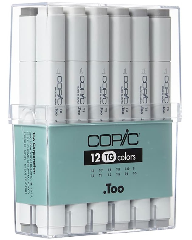 Двувърхи маркери Copic Toner Gray Двувърхи маркери Copic Toner Gray - 12 цвята от серията Classic -