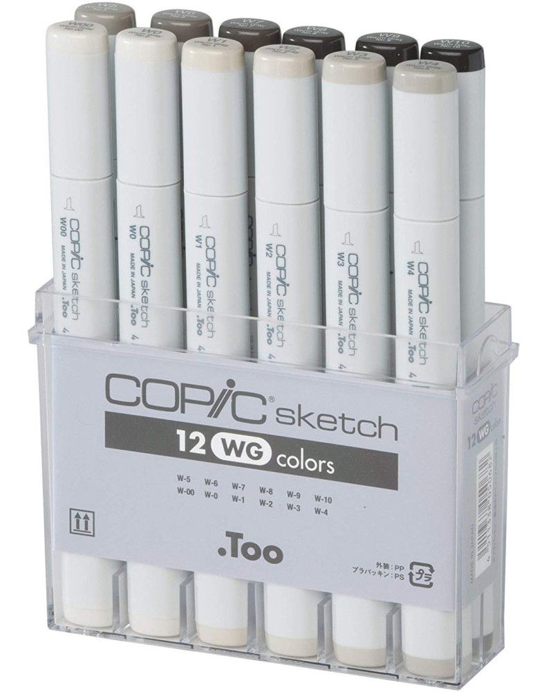 Двувърхи маркери Copic Gray Set WG Двувърхи маркери Copic Gray Set WG - 12 цвята от серията Sketch -