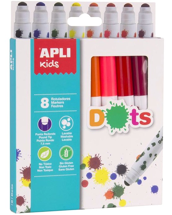 Флумастери Apli Kids Dots Флумастери Apli Kids Dots - 8 цвята -