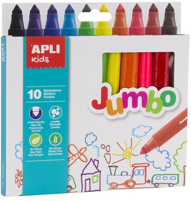 Флумастери Apli Kids Jumbo Флумастери Apli Kids Jumbo - 10 цвята -