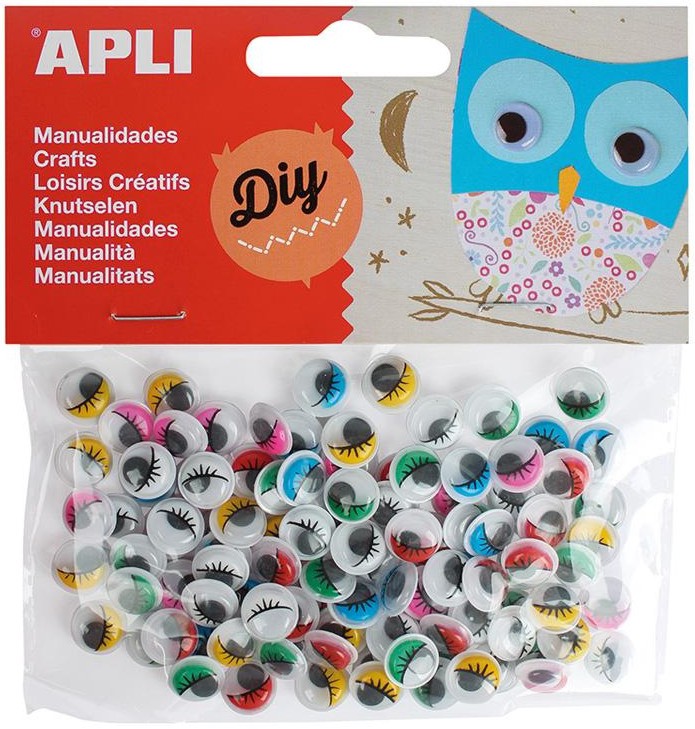 Цветни мърдащи се очички Apli - 100 броя - 
