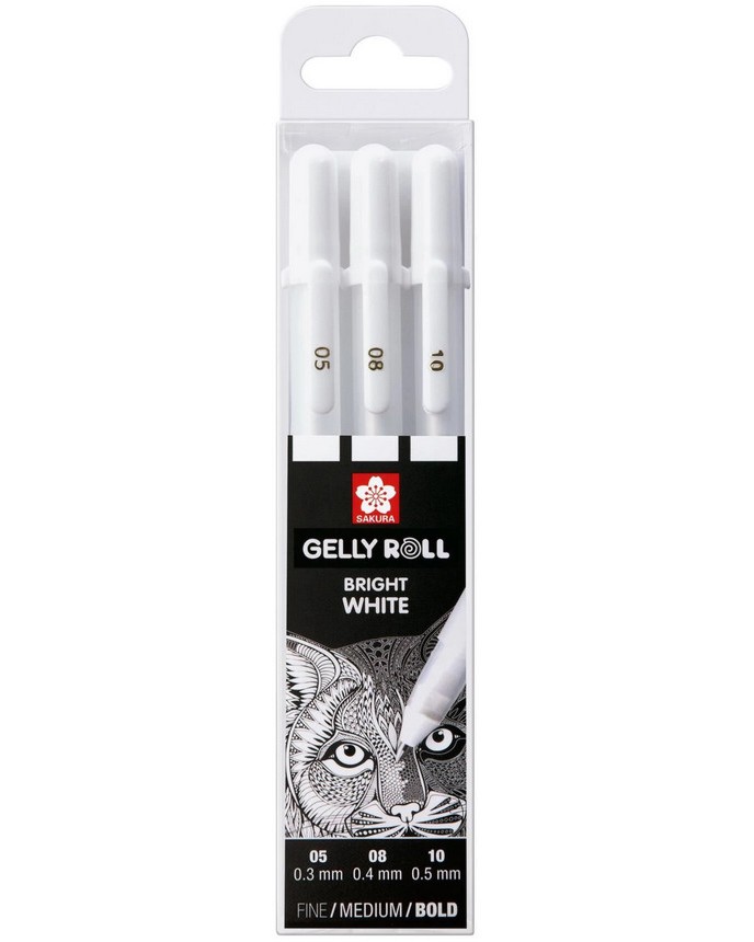 Бели гел химикалки Sakura Bright White Бели гел химикалки Sakura Bright White - 3 броя от серията Gelly Roll -