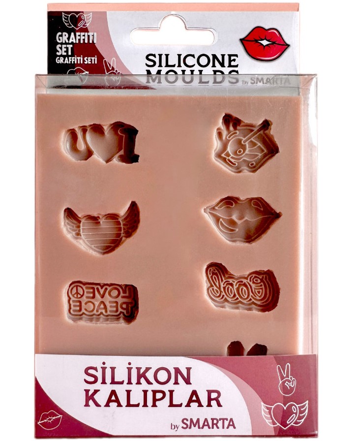 Силиконова 3D форма Smarta - Графити Силиконова 3D форма Smarta - Графити - 10 / 13 / 1.5 cm -