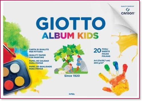 Скицник за рисуване Giotto Album Kids Скицник за рисуване Giotto Album Kids - 20 листа, A4, 200 g/m<sup>2</sup> - скицник
