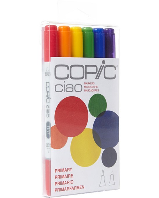 Двувърхи маркери Copic Primary Двувърхи маркери Copic Primary - 6 цвята от серията Ciao -