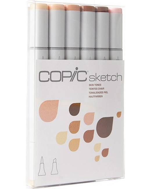 Двувърхи маркери Copic Skin Tones - 6 цвята от серията Ciao - 