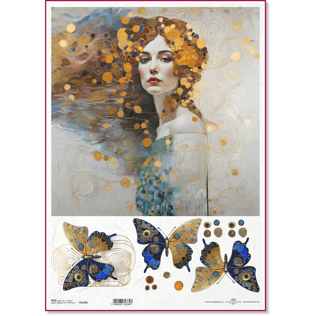 Декупажна хартия ITD Collection - Портрет с ар нуво мотиви Декупажна хартия ITD Collection - Портрет с ар нуво мотиви - A3 -
