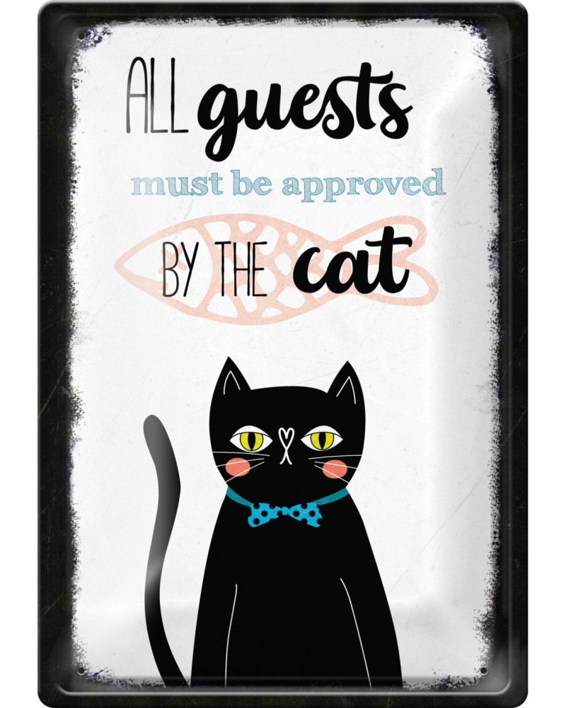Метална табелка Simetro books Approved by the cat Метална табелка Simetro books Approved by the cat - 20 x 30 cm -