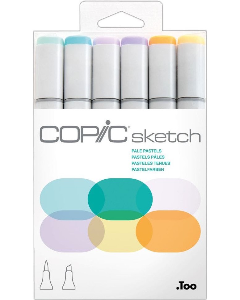 Двувърхи маркери Copic Pale Pastels - 6 цвята от серията Sketch - 