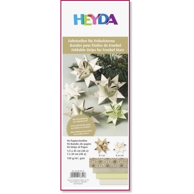 Хартии за оригами Heyda - Златисти звезди Хартии за оригами Heyda - Златисти звезди - 96 ленти, 120 g/m<sup>2</sup> : -