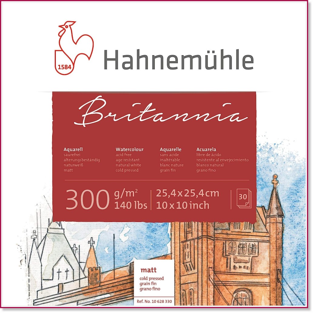 ������� �� �������� � ������� Hahnemuhle - 25.4 � 25.4 cm, 30 �����, 300 g/m<sup>2</sup> �� ������� Britannia - �������