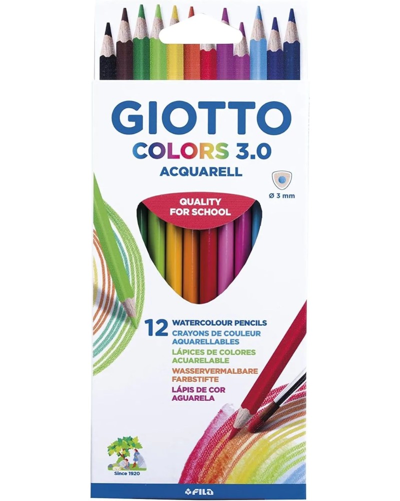 Акварелни моливи Giotto Акварелни моливи Giotto - 12 цвята от серията Colors 3.0 -