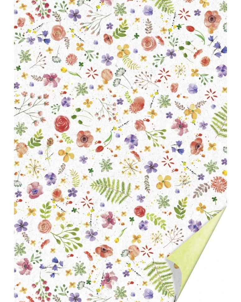 Двустранен картон за скрапбукинг Heyda - Акварелни цветя - A4 - 