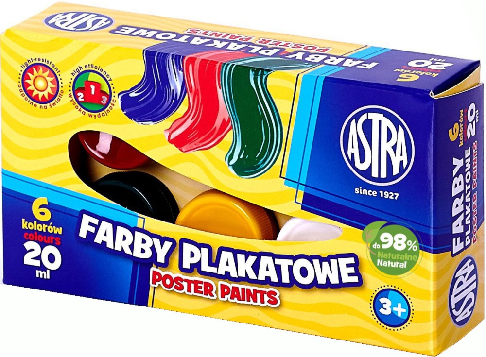 Бои за плакати Astra S.A. Бои за плакати Astra S.A. - 6 цвята x 20 ml - боя