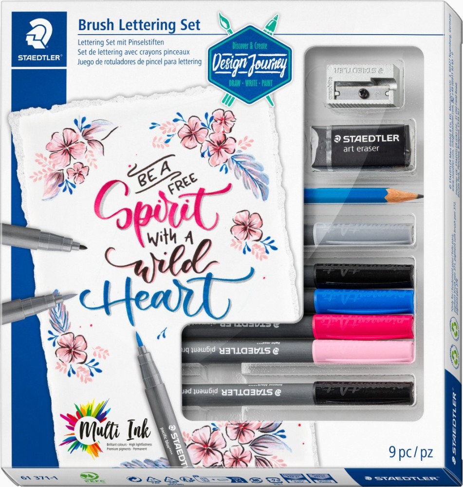 Комплект за рисуване Staedtler Lettering Комплект за рисуване Staedtler Lettering - 9 части от серията Design Journey -