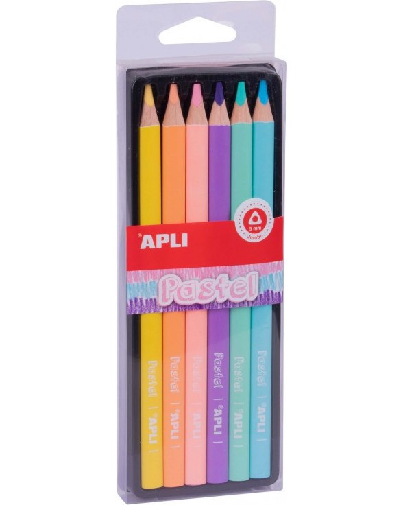 Цветни моливи Apli Pastel Цветни моливи Apli Pastel - 6 пастелни цвята -