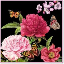 Салфетки за декупаж Ambiente - Цветя и пеперуди - 20 броя - 