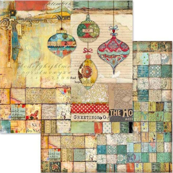    Stamperia -   - 30.5 x 30.5 cm   Christmas Patchwork - 