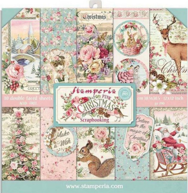   Stamperia -   - 10 , 20.3 x 20.3 cm   Pink Christmas - 