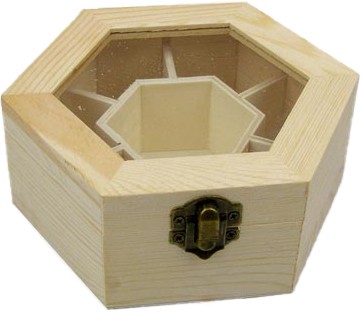 Дървена кутия със 7 разделения New Art - 15 / 13 / 6 cm - 