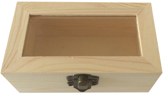 Дървена кутия със стъклен капак New Art - 12 / 7 / 5 cm - 