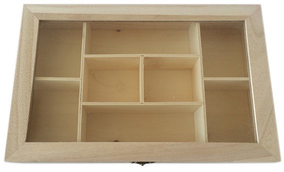 Дървена кутия с 8 разделения New Art - 30 / 20 / 5 cm - 