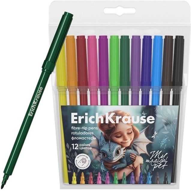 Флумастери Erich Krause Флумастери Erich Krause - 12 цвята от серията Magic Pet -