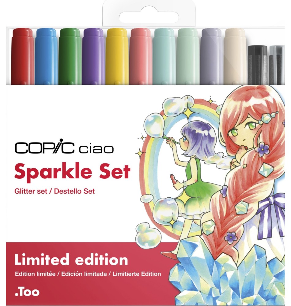 Двувърхи маркери Copic Sparkle set - 12 цвята от серията Ciao - 