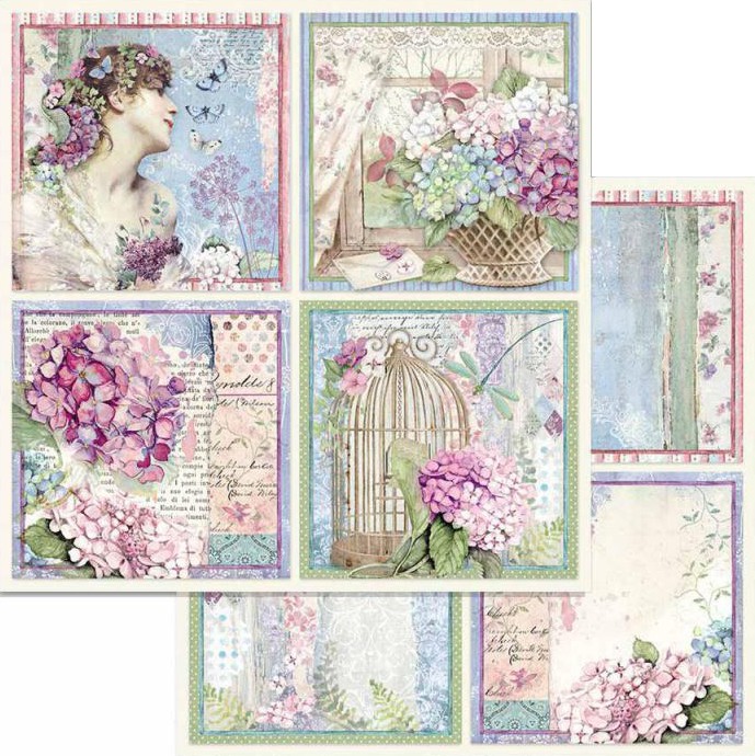 ������ �� ����������� Stamperia - ������ �������� - 30.5 x 30.5 cm �� ���������� Hortensia - 