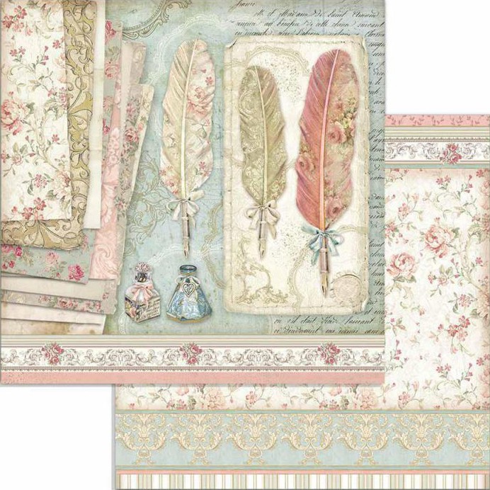 Хартия за скрапбукинг Stamperia - Пера Хартия за скрапбукинг Stamperia - Пера - 30.5 x 30.5 cm от колекцията Princess -