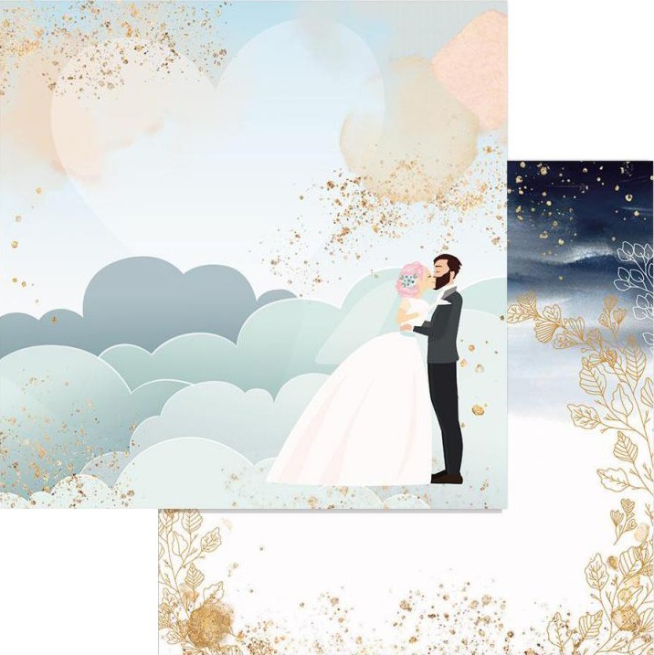 Хартия за скрапбукинг Stamperia - Младоженци - 30.5 x 30.5 cm от колекцията Love story - 