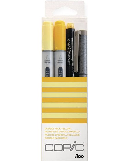 Двувърхи маркери Copic Doodle Pack Yellow Двувърхи маркери Copic Doodle Pack Yellow - С химикалка и тънкописец -