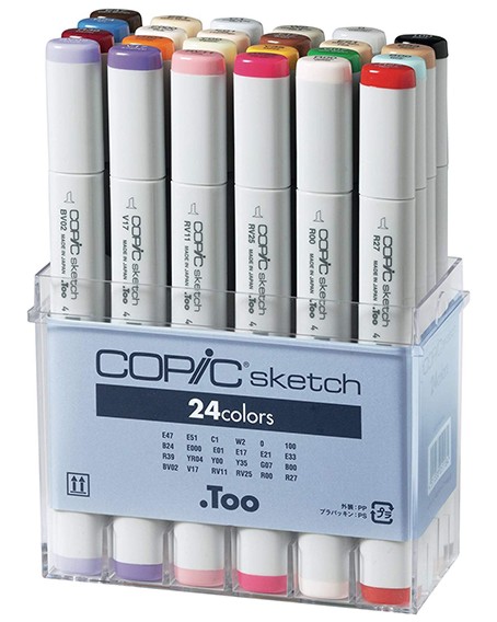 Двувърхи маркери Copic Basic set Двувърхи маркери Copic Basic set - 24 цвята от серията Sketch -