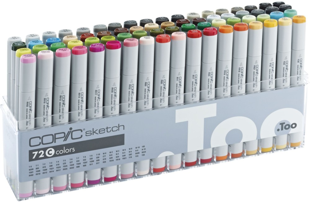 Двувърхи маркери Copic Set C Двувърхи маркери Copic Set C - 72 цвята от серията Sketch -