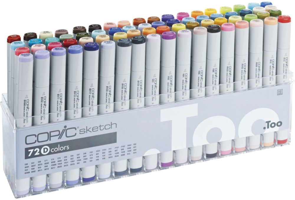 Двувърхи маркери Copic Set D Двувърхи маркери Copic Set D - 72 цвята от серията Sketch -
