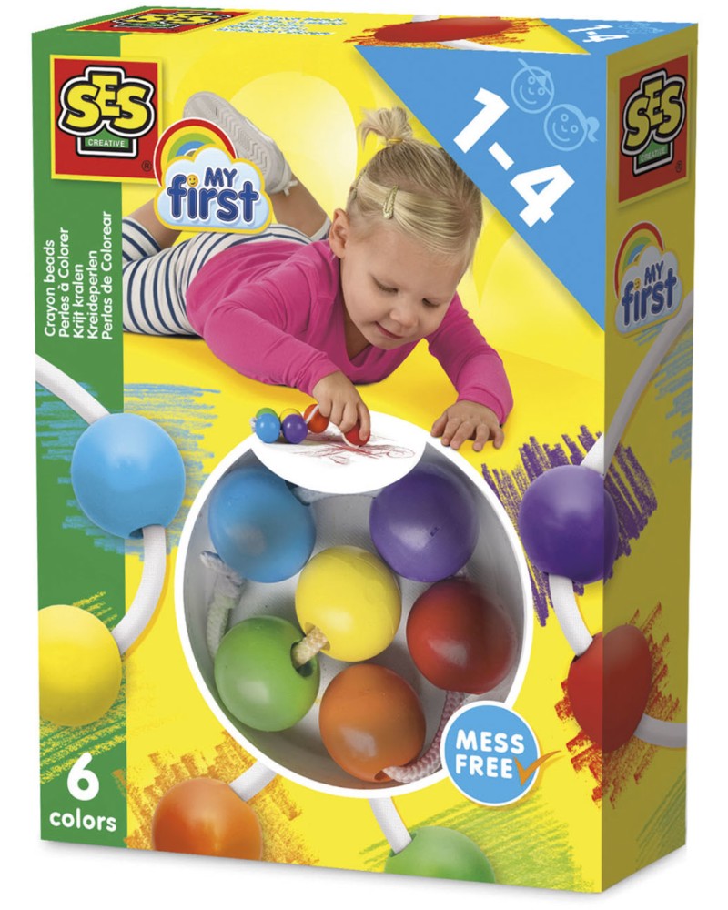 Пастелни мъниста SES Creative Пастелни мъниста SES Creative - 6 цвята от серията My First -