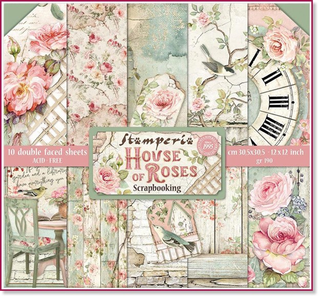    Stamperia -  - 10 , 30.5 x 30.5 cm   House of Roses - 
