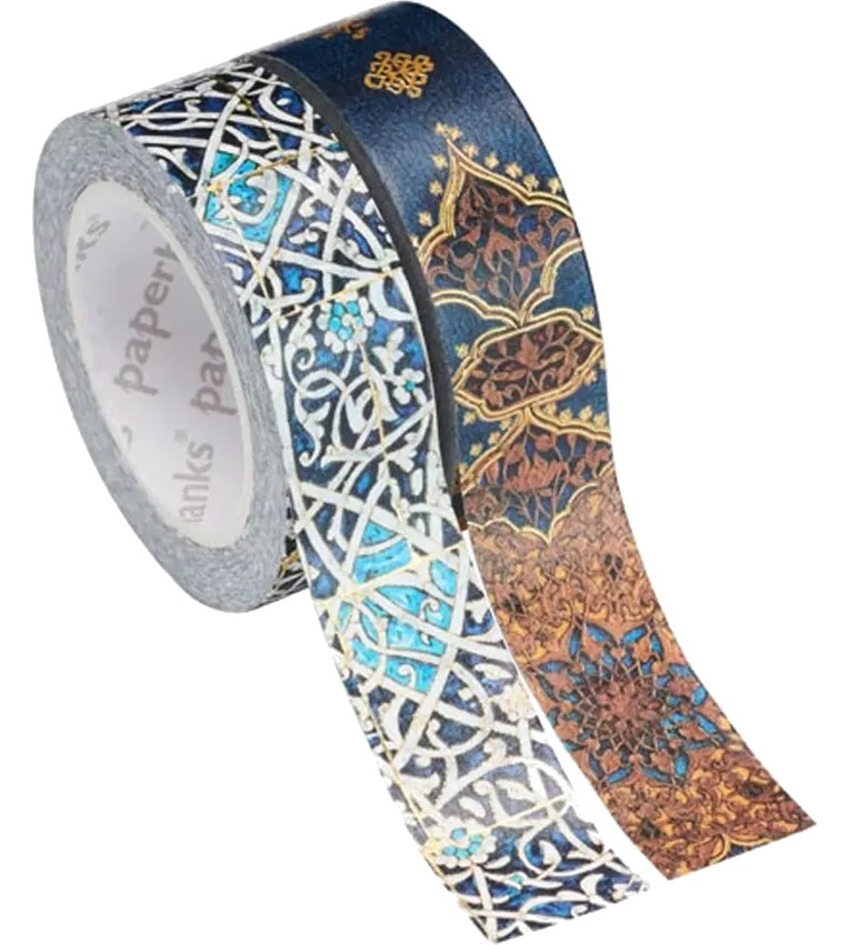Декоративни самозалепващи ленти Paperblanks Granada & Safavid Indigo Декоративни самозалепващи ленти Paperblanks Granada & Safavid Indigo - 2 ролки от колекцията Safavid Binding Art -