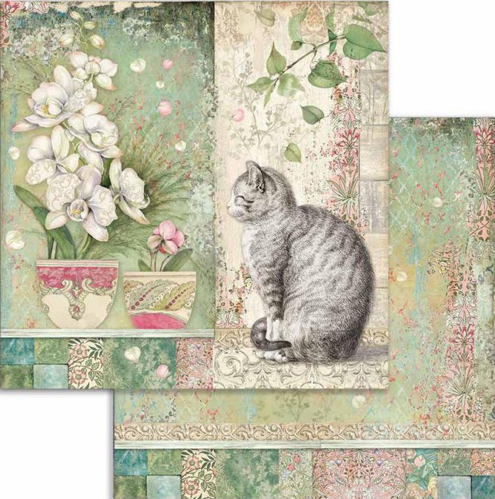    Stamperia -    - 30.5 x 30.5 cm   Orchids and Cats - 