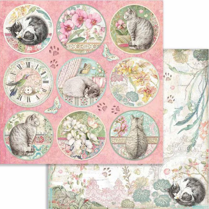    Stamperia -  - 30.5 x 30.5 cm   Orchids and Cats - 