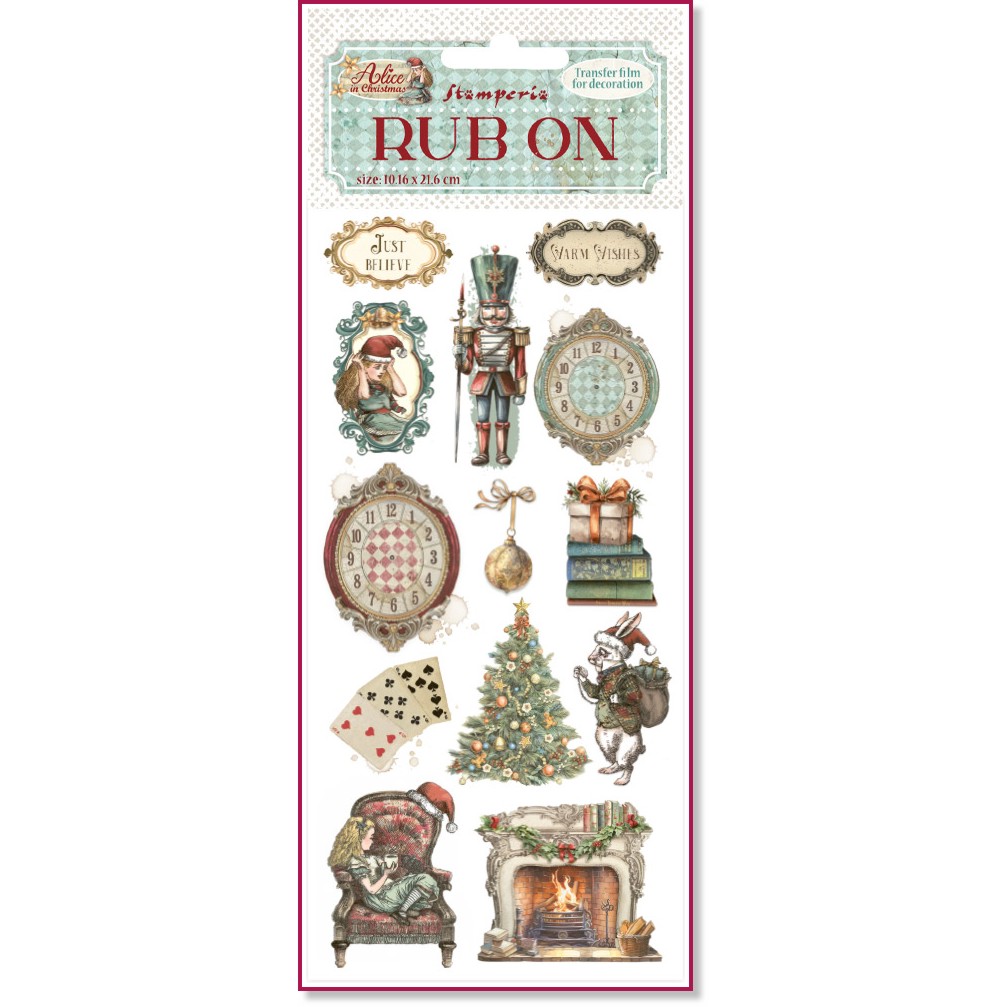 Лист трансферни стикери Stamperia - Коледен войник Лист трансферни стикери Stamperia - Коледен войник - 10.16 x 21.6 cm от колекцията Alice in Christmas -