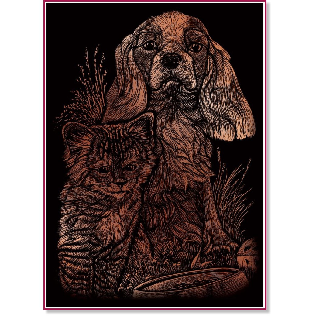 Скреч картина Royal & Langnickel - Куче и коте Скреч картина Royal & Langnickel - Куче и коте - 13 x 18 cm -